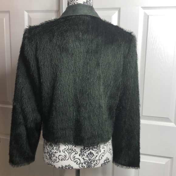 Nancy Bolen City Girl Green Fringe Long Sleeve Coat Vintage M Zip - Picture 3 of 7